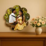 Layered Curve Design Round Personalized Photo Wall Clock