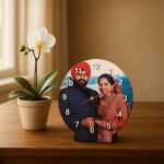 Tabletop Personalized Photo Clock – Round Base Design
