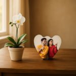 Double Heart Shape Table Photo Frame